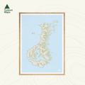 Topo map of the Auckland Islands, New Zealand.