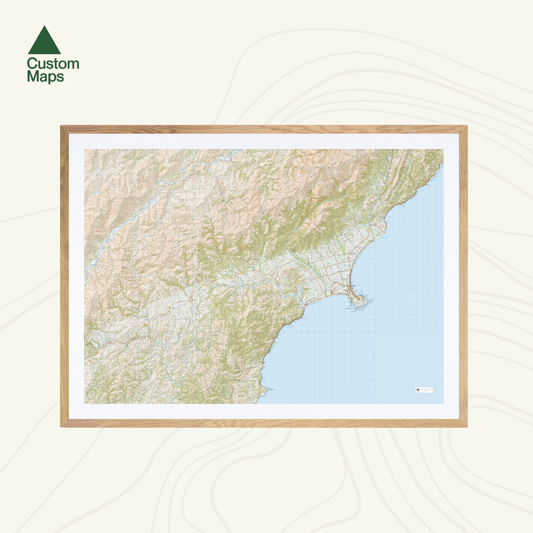 Framed topographic map of Kaikoura