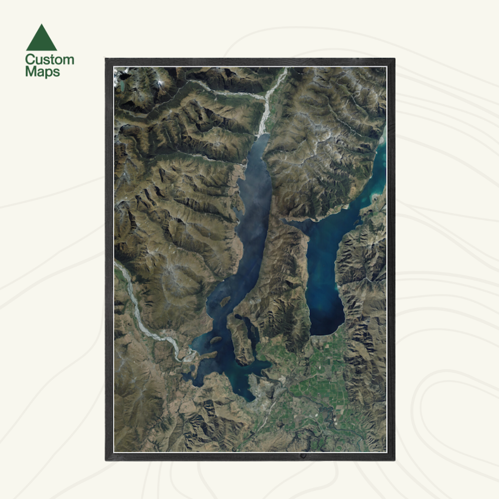 Framed aerial print of Wanaka
