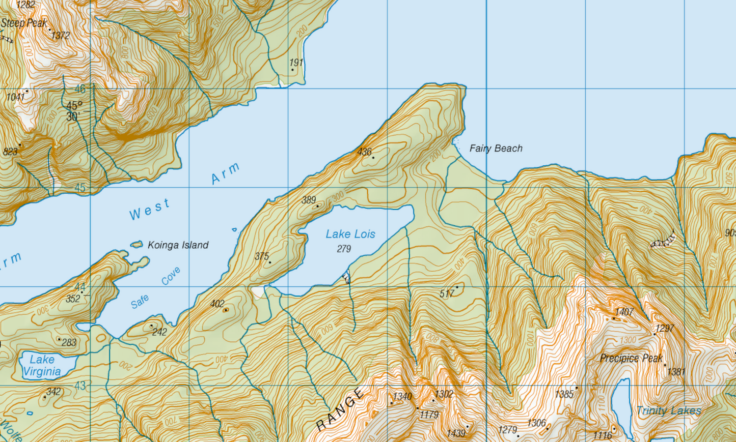 Lake Te Anau & Lake Manapouri Wall Map