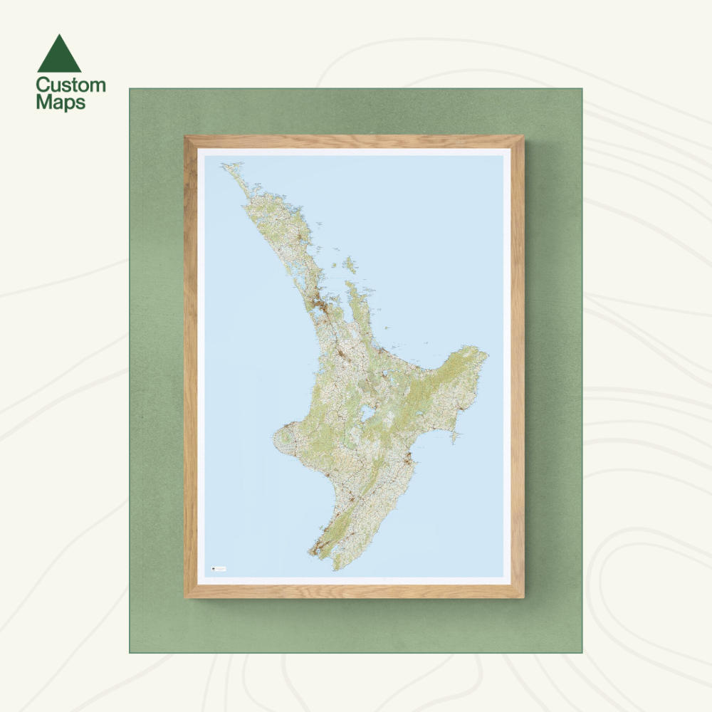 Giant North Island Wall Map