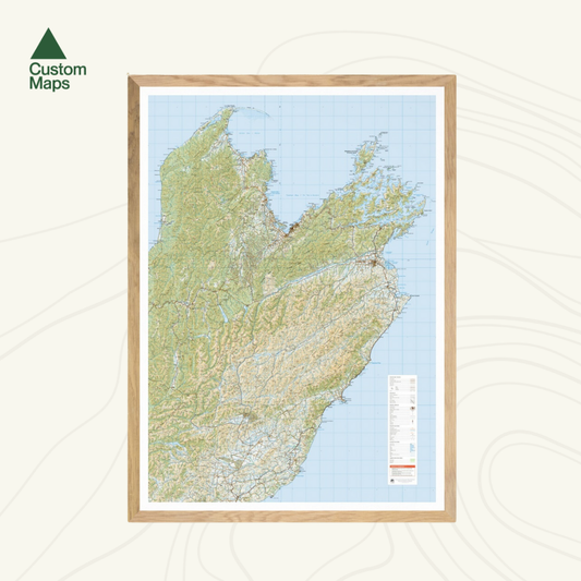 Framed map of the Top of the South Island of New Zealand
