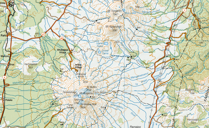 Close up of a map of the central North Island