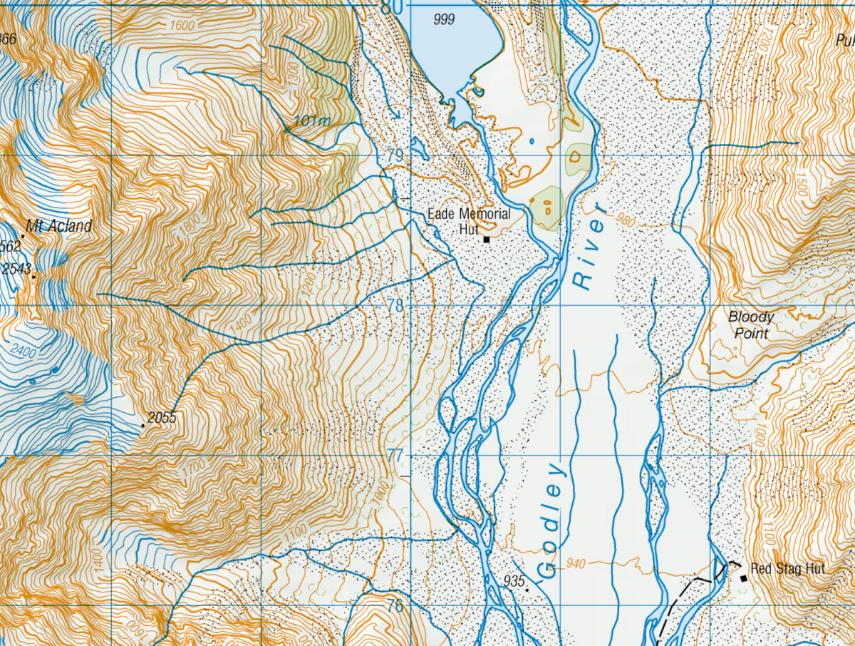 Godley Valley and Southern Alps Wall Map
