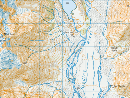 Godley Valley and Southern Alps Wall Map
