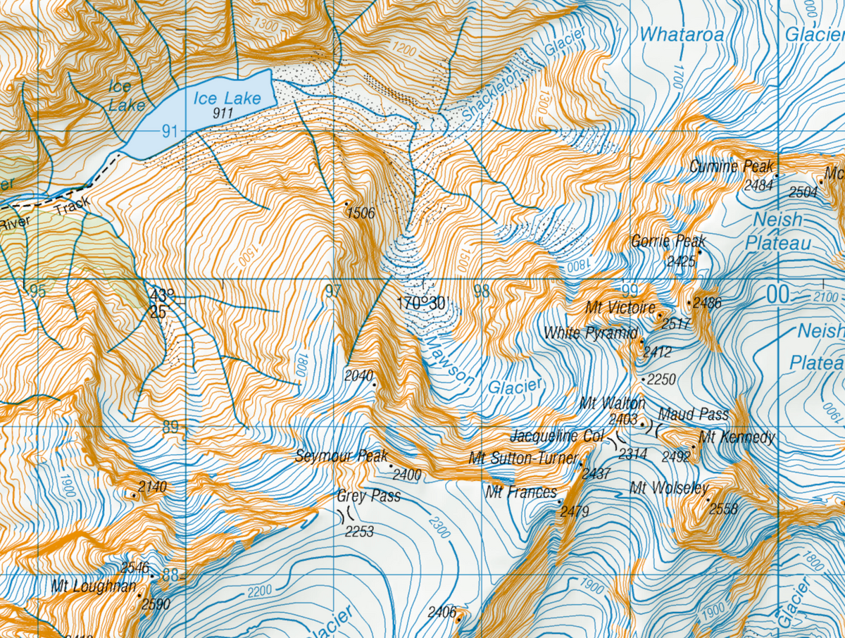 Godley Valley and Southern Alps Wall Map