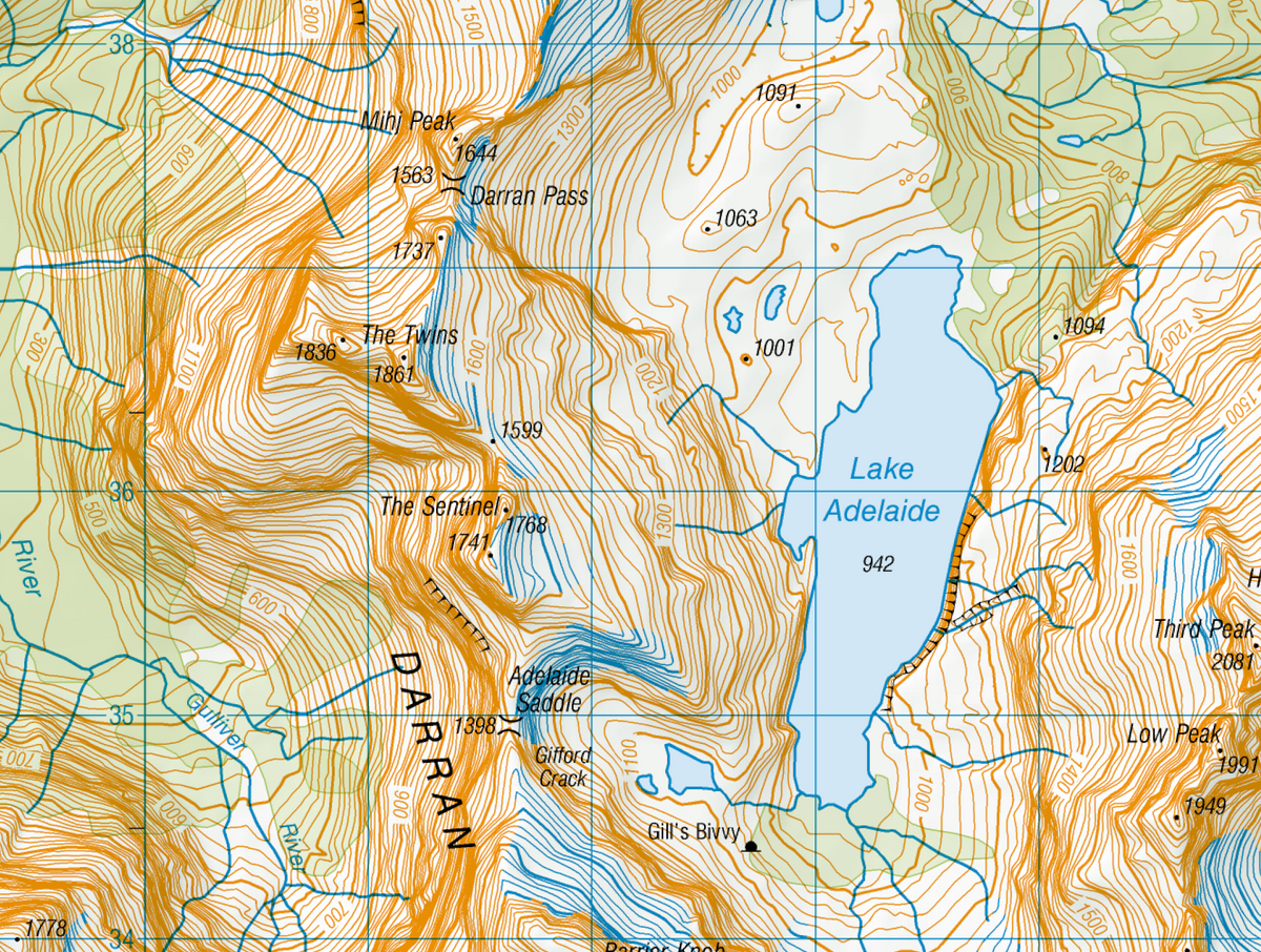 A close up of a Milford Sound and Darran Mountains Wall Map