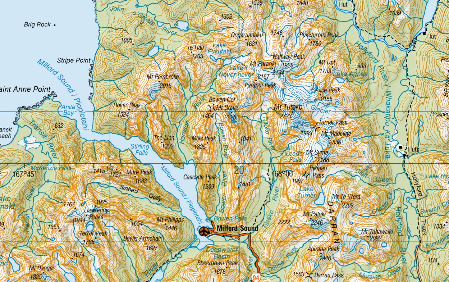 West Coast and Southern Alps Wall Map