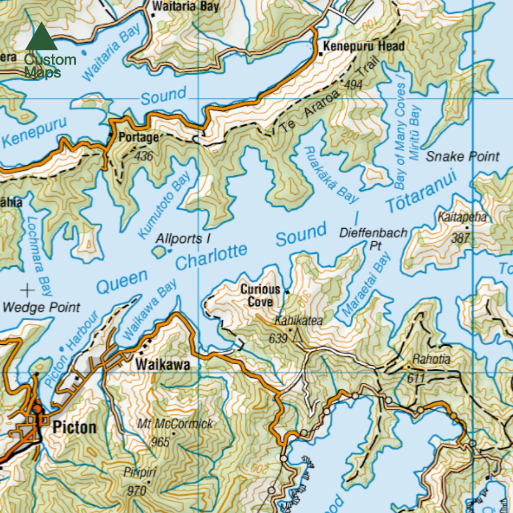Top of the South Island Wall Map - Nelson, Blenheim, Marlborough and Beyond
