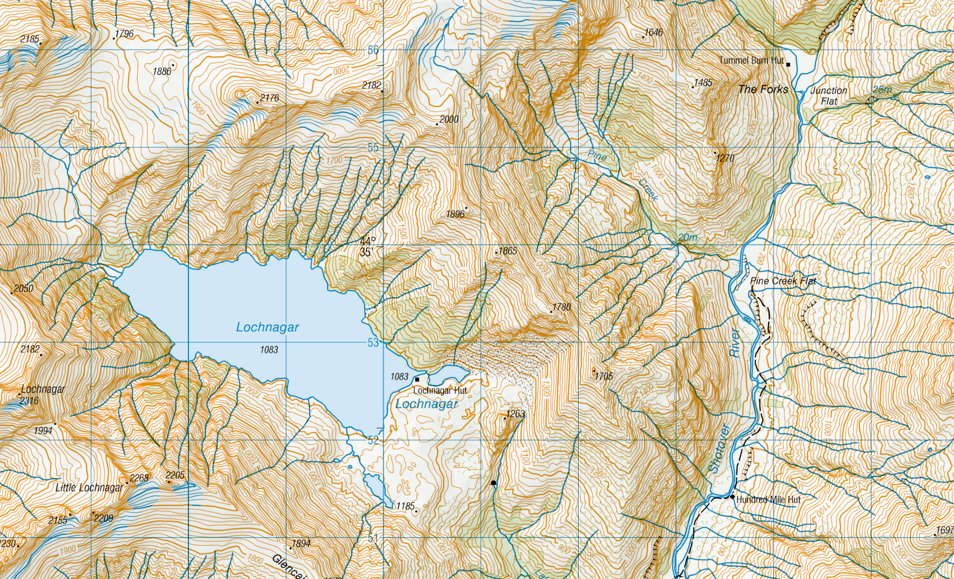 Close Up of Mount Aspiring National Park Map