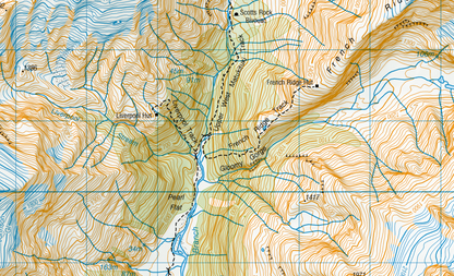 Topographic map close up