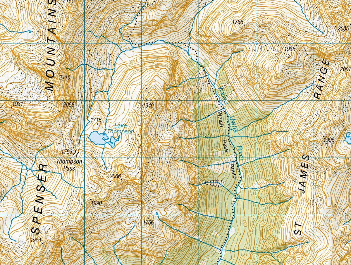 Close up of Nelson Lakes and St Arnaud Range Wall Map