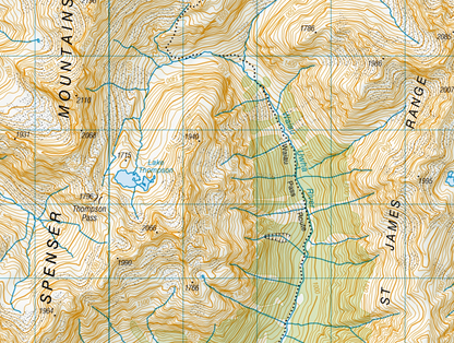 Close up of Nelson Lakes and St Arnaud Range Wall Map