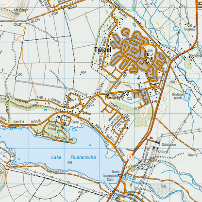 Close up of Ohau and Twizel Map