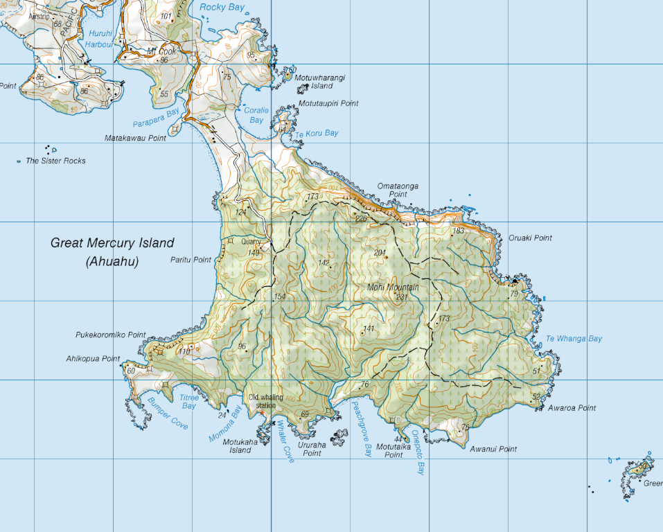 Close up of the Coromandel Peninsula Wall Map