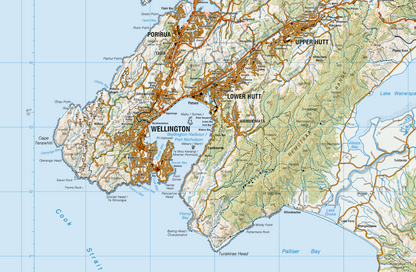 Map of Wellington region with topographic details