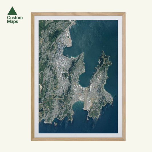 Framed aerial map of Wellington