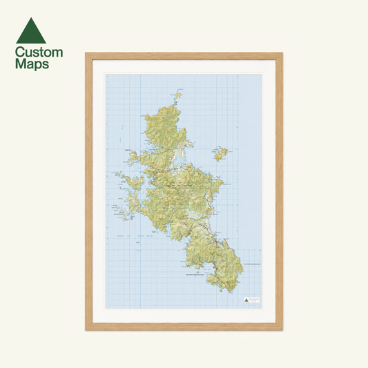 A giant wall map of Great Barrier Island