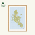 A giant wall map of Great Barrier Island