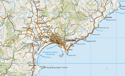 Map of North Island region with roads and geographical features