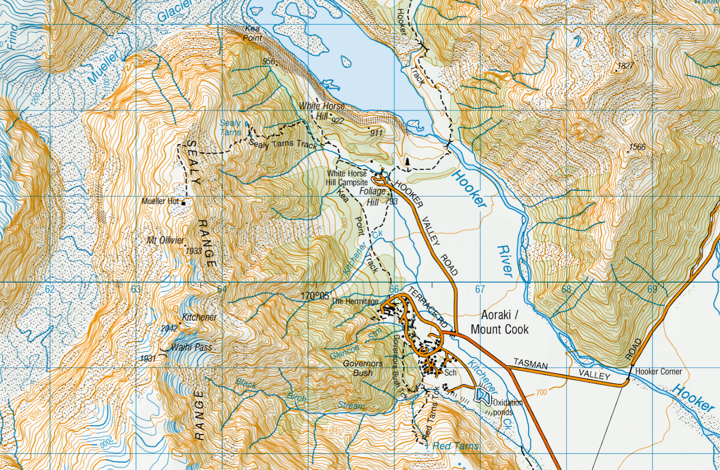 Mount Cook Map Close Up