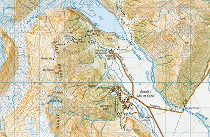 Mount Cook Map Close Up