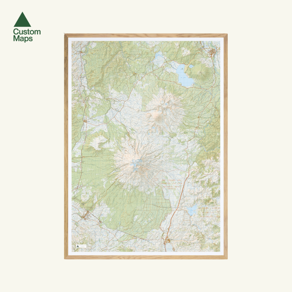 Topographic map of Mount Ruapehu & Tongariro 