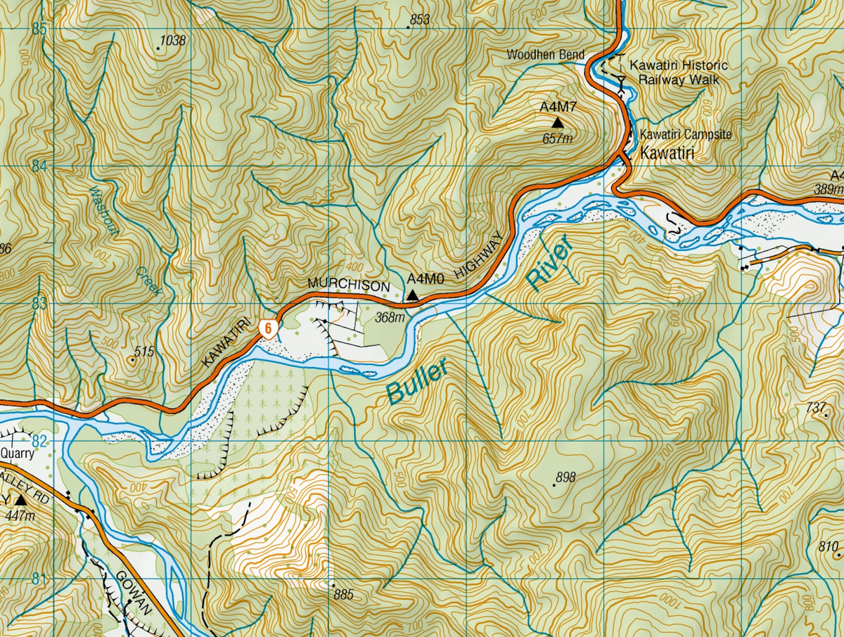 Nelson Lakes and St Arnaud Range Wall Map Close Up