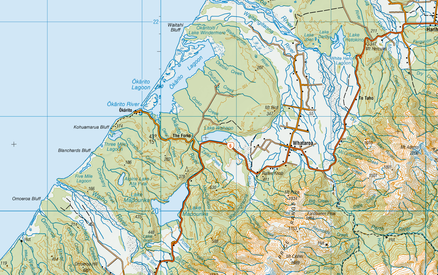 West Coast and Southern Alps Wall Map