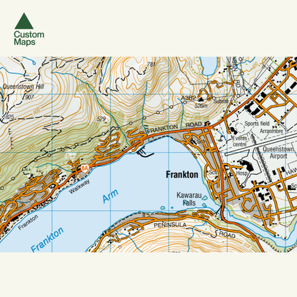 Map of Frankton with topographic and road details