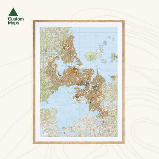 A framed map of Auckland