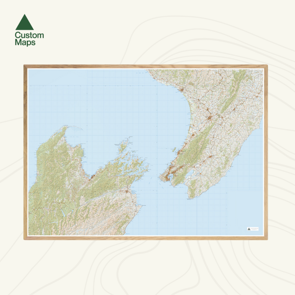 Cook Strait Width Cook Straight of New Zealand - Giant Wall Map – Custom Maps