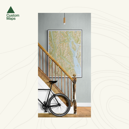 Framed map on the wall of the Routeburn