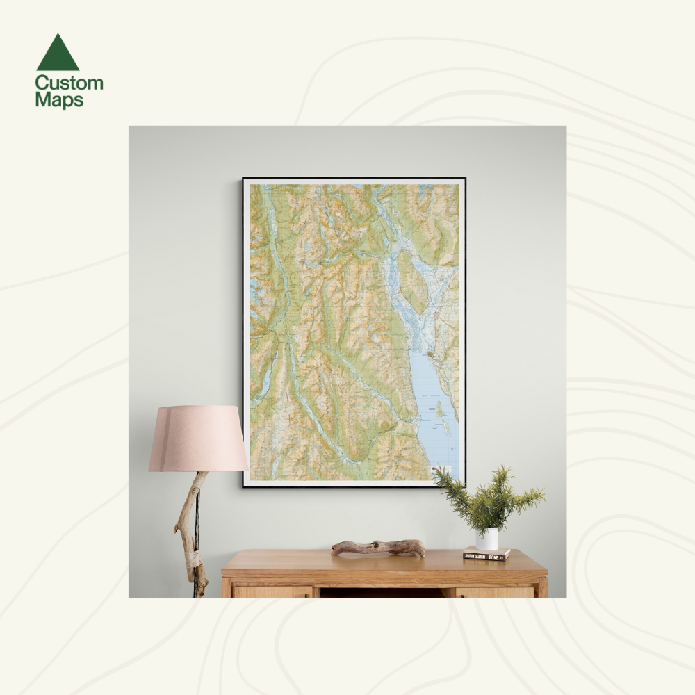 Framed topographic map of the Routeburn Track