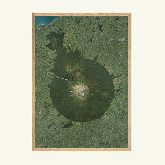 Framed aerial view of Mt Taranaki
