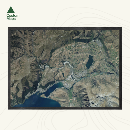 Aerial print of Queenstown and Arrowtown