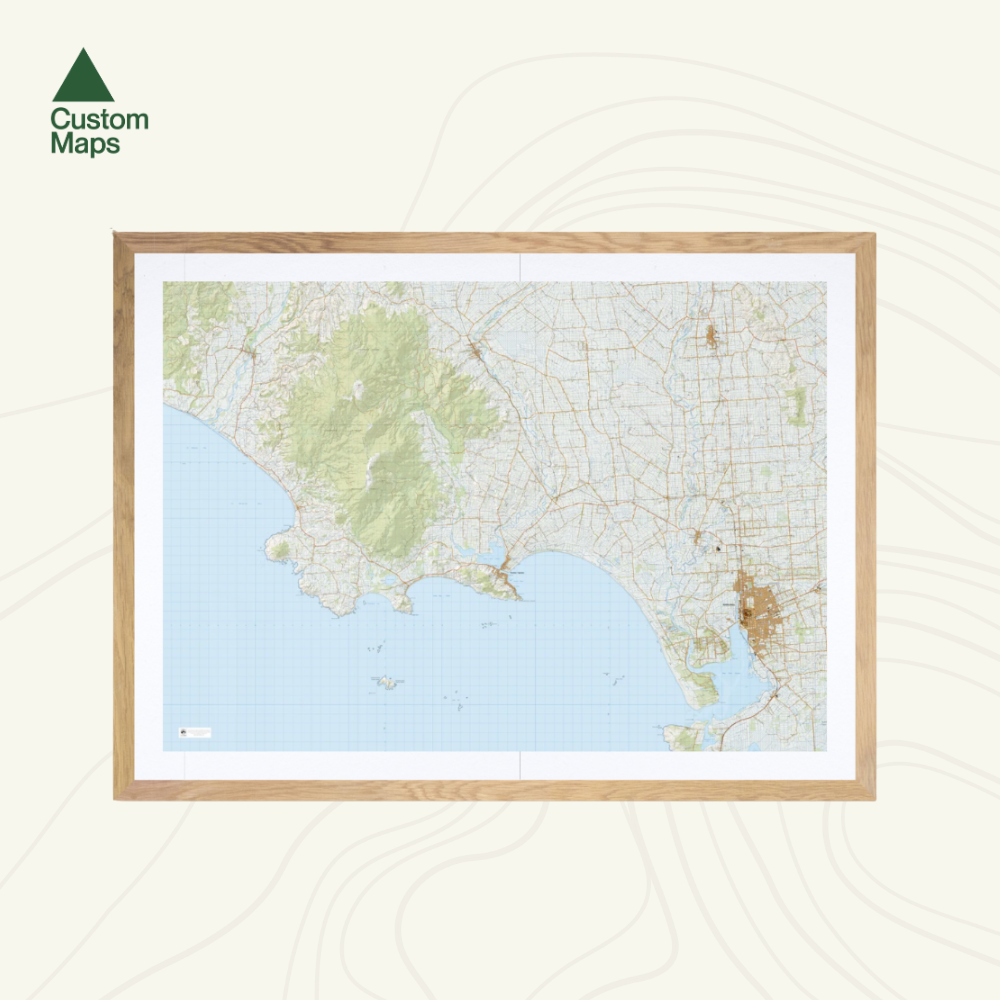 Framed map print of a Riverton, New Zealand