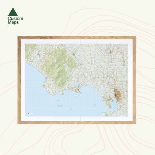 Framed map print of a Riverton, New Zealand