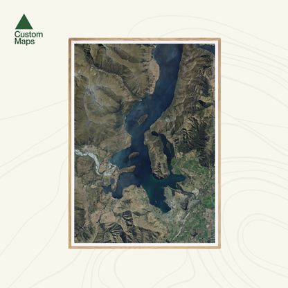 Framed aerial art print of Wanaka